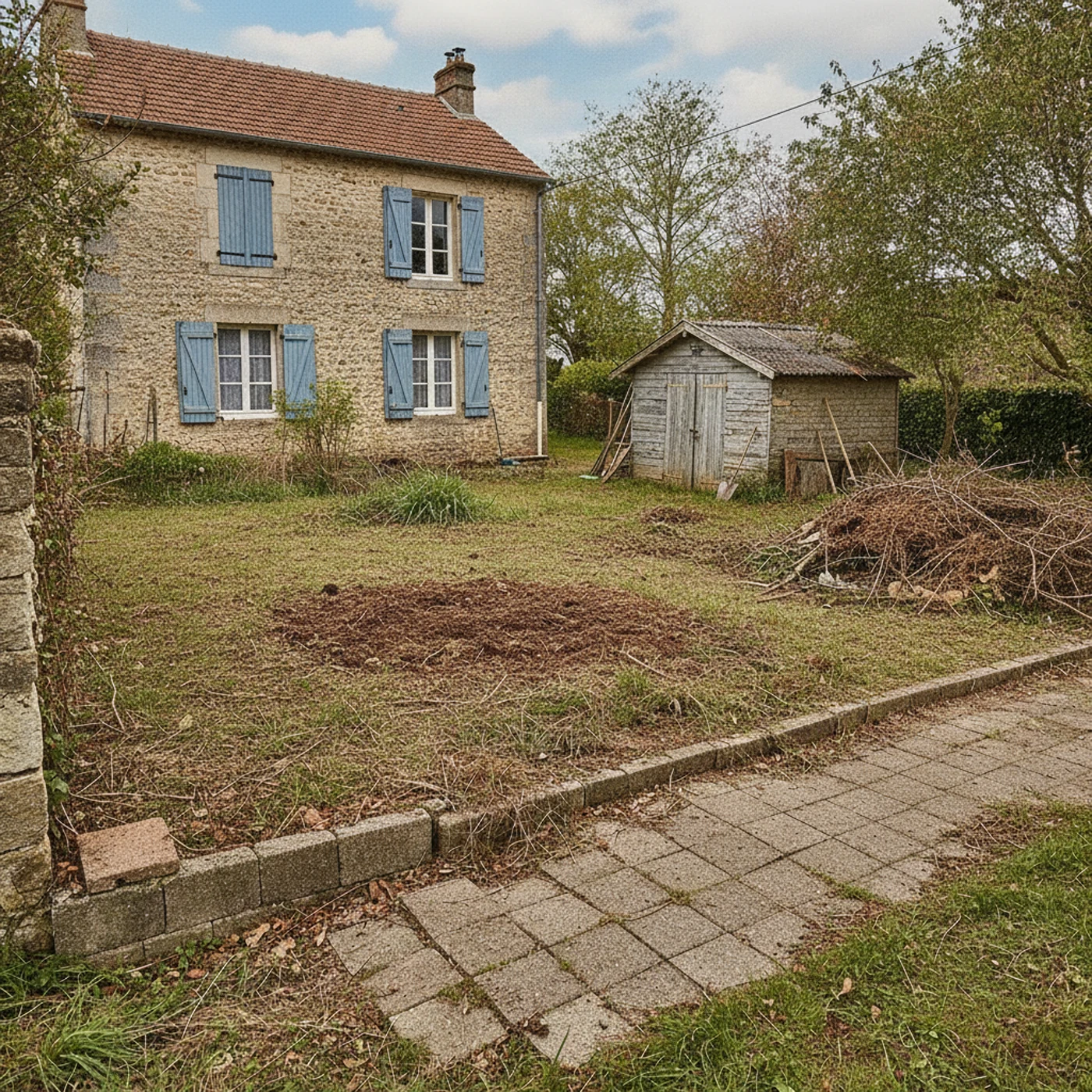 Sol nivelé après rognage de souche à Cluny